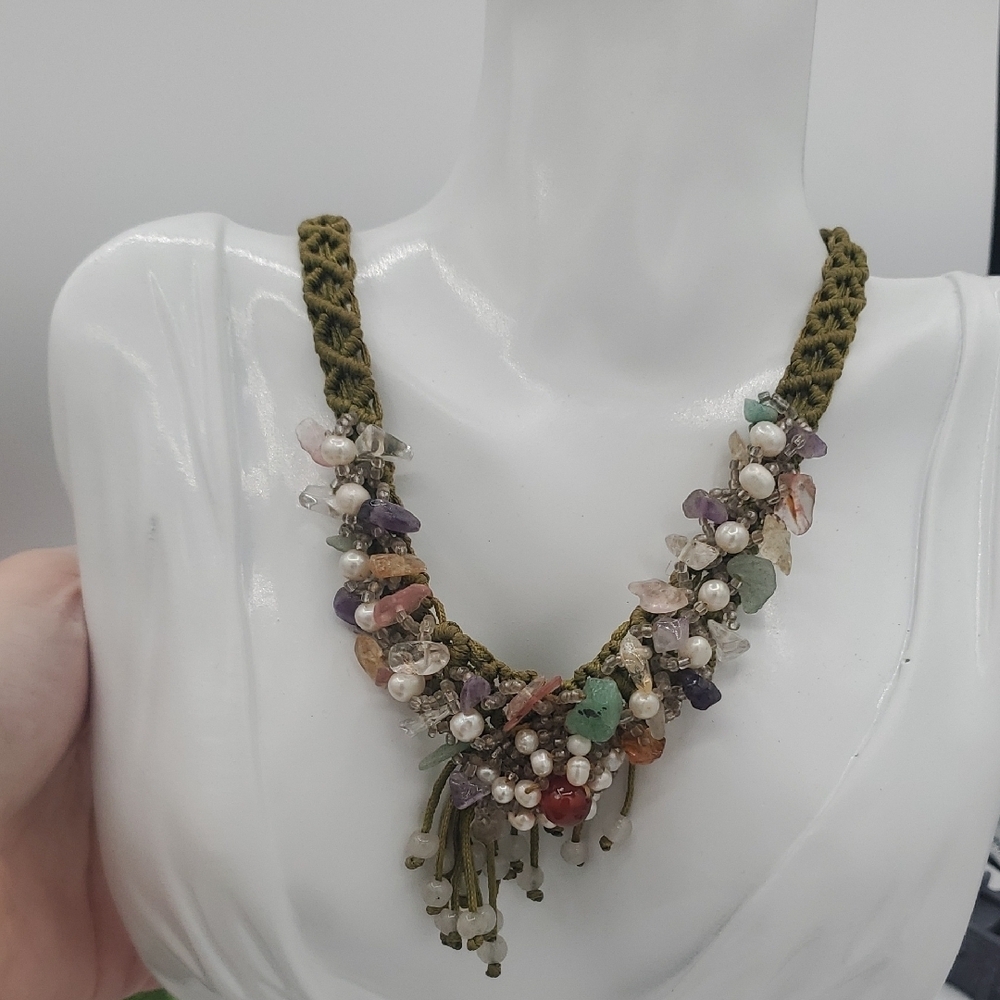 Handcrafted‎ Multicolor Gemstone Necklace Fairycore N3602